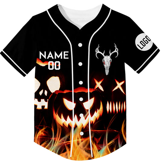 Custom Black Halloween Pumpkin Sheep Head Rave Baseball Jersey For EDM EDC Festivals