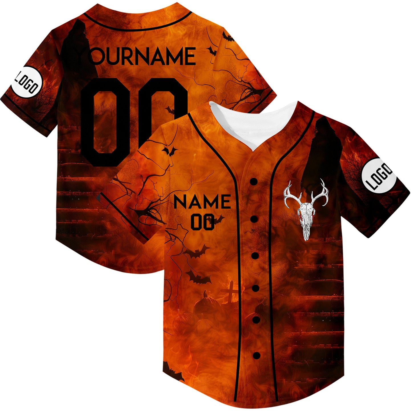 Custom Halloween Bats Sheep Head Rave Baseball Jersey For EDM EDC Festivals