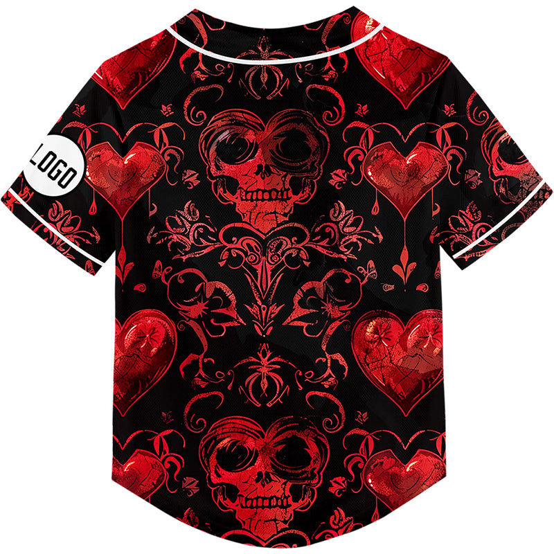 Custom Black Skull Heart Sheep Head Rave Baseball Jersey For EDM EDC Festivals