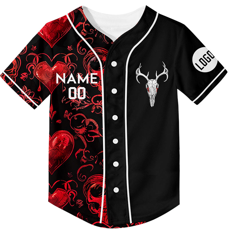 Custom Black Skull Heart Sheep Head Rave Baseball Jersey For EDM EDC Festivals