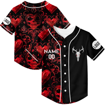 Custom Black Skull Heart Sheep Head Rave Baseball Jersey For EDM EDC Festivals