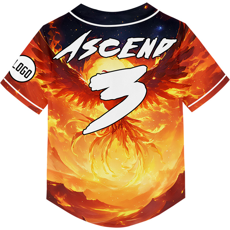 Custom Sunset Fire Phoenix Rave Baseball Jersey For EDM EDC Festivals