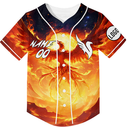 Custom Sunset Fire Phoenix Rave Baseball Jersey For EDM EDC Festivals