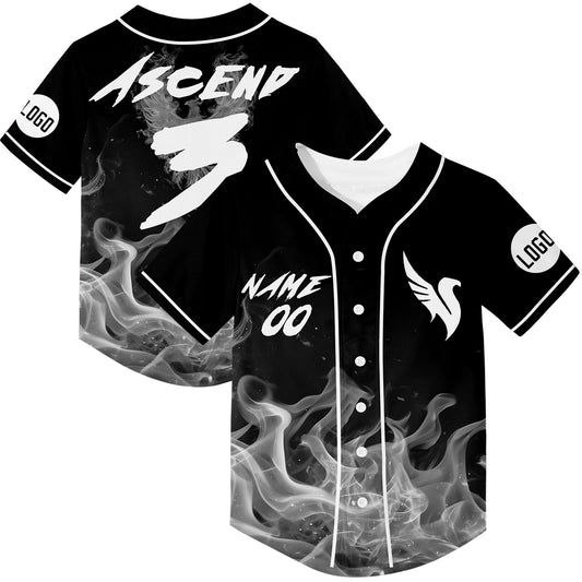 Custom Black Fire Phoenix Rave Baseball Jersey For EDM EDC Festivals