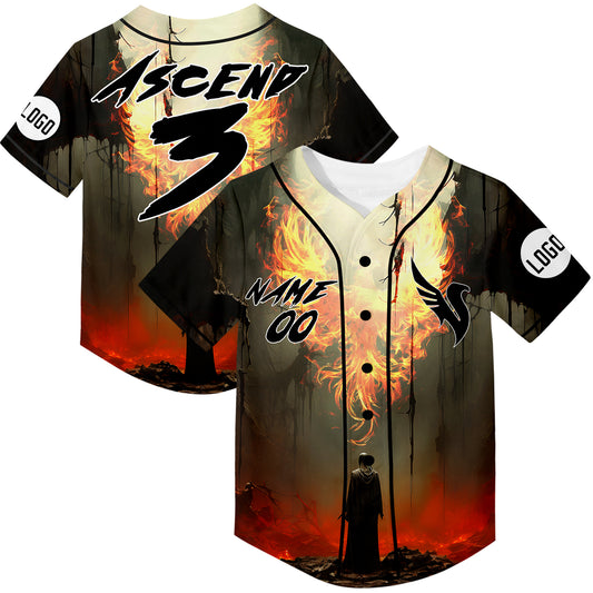 Custom Light Khaki Red Fire Phoenix Rave Baseball Jersey For EDM EDC Festivals