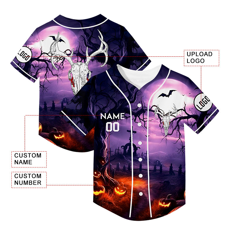 Custom Purple Sheep Head Happy Halloween Rave Baseball Jersey For EDM EDC Festivals