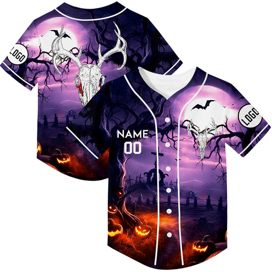 Custom Purple Sheep Head Happy Halloween Rave Baseball Jersey For EDM EDC Festivals