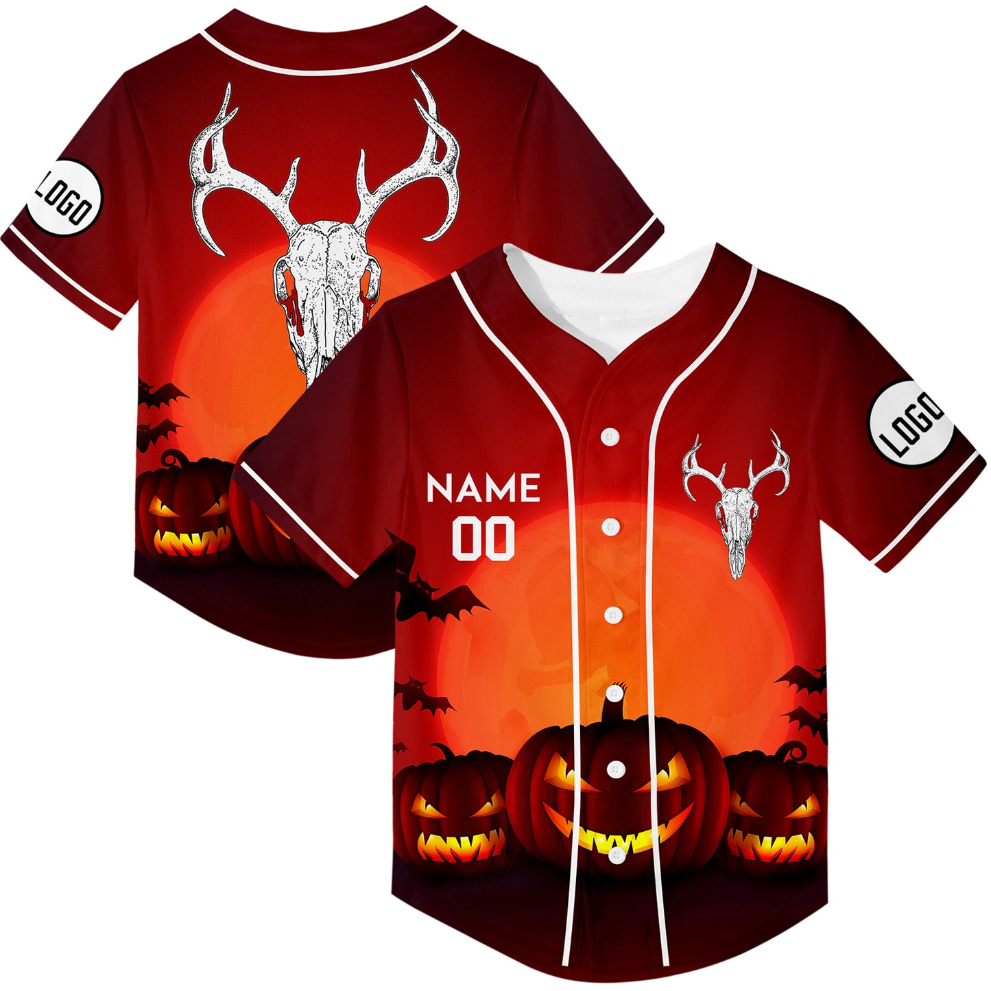 Custom Orange Sheep Head Happy Halloween Rave Baseball Jersey For EDM EDC Festivals