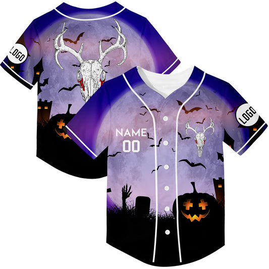 Custom Light Purple Sheep Head Happy Halloween Rave Baseball Jersey For EDM EDC Festivals