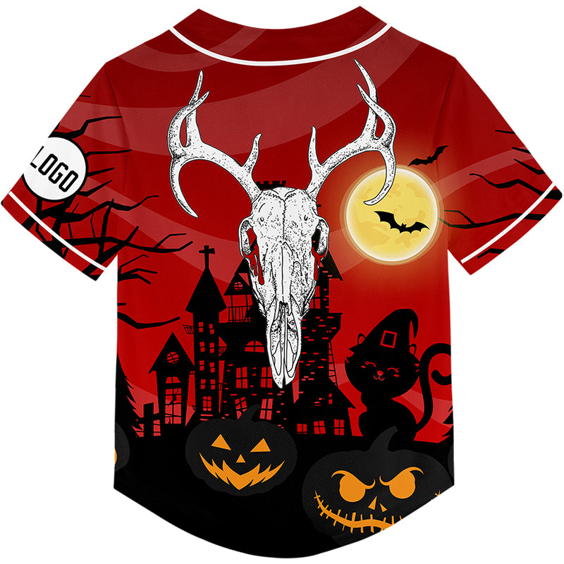 Custom Red Sheep Head Happy Halloween Rave Baseball Jersey For EDM EDC Festivals