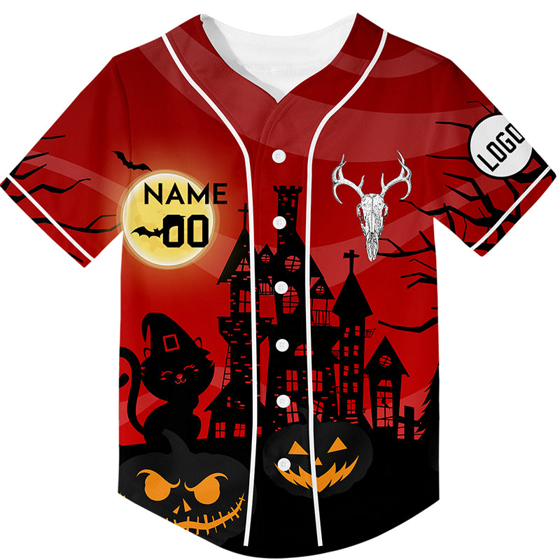 Custom Red Sheep Head Happy Halloween Rave Baseball Jersey For EDM EDC Festivals