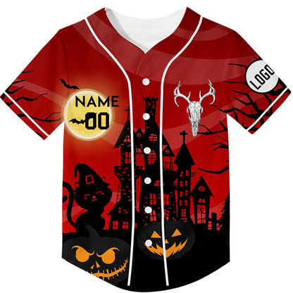 Custom Red Sheep Head Happy Halloween Rave Baseball Jersey For EDM EDC Festivals