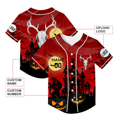 Custom Red Sheep Head Happy Halloween Rave Baseball Jersey For EDM EDC Festivals