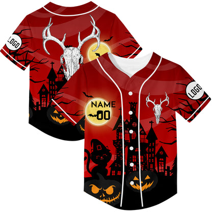 Custom Red Sheep Head Happy Halloween Rave Baseball Jersey For EDM EDC Festivals