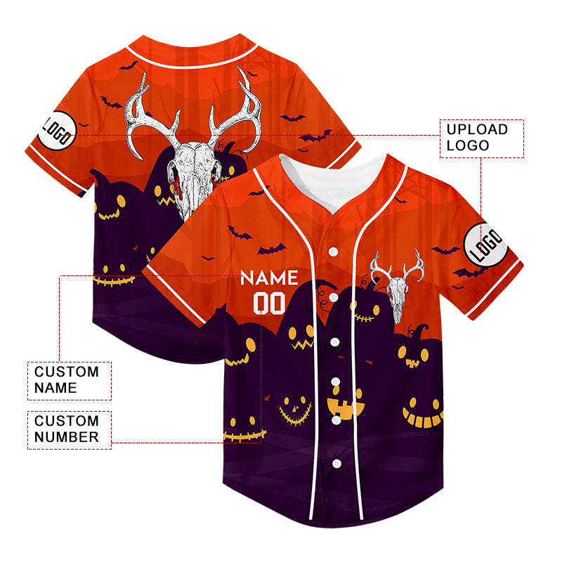 Custom Orange Sheep Head Happy Halloween Rave Baseball Jersey For EDM EDC Festivals