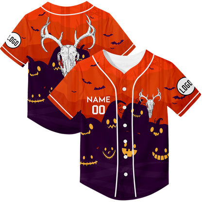 Custom Orange Sheep Head Happy Halloween Rave Baseball Jersey For EDM EDC Festivals