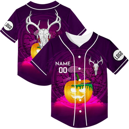 Custom Purple Sheep Head Happy Halloween Rave Baseball Jersey For EDM EDC Festivals