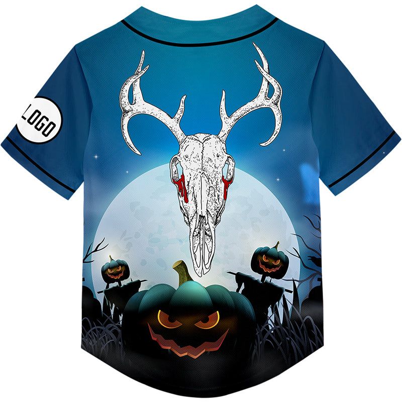 Custom Blue Pumpkin Sheep Head Happy Halloween Rave Baseball Jersey For EDM EDC Festivals