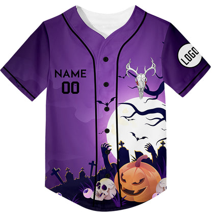 Custom Purple Pumpkin Sheep Head Happy Halloween Rave Baseball Jersey For EDM EDC Festivals