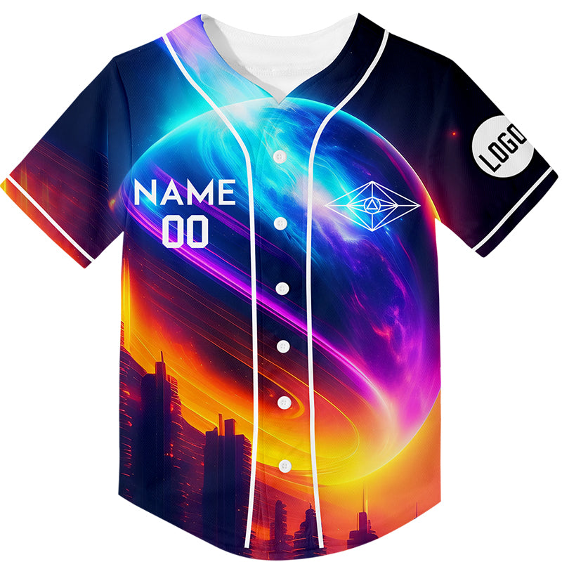 Custom Black Sky Blue A Better World Rave Baseball Jersey For EDM EDC Festivals