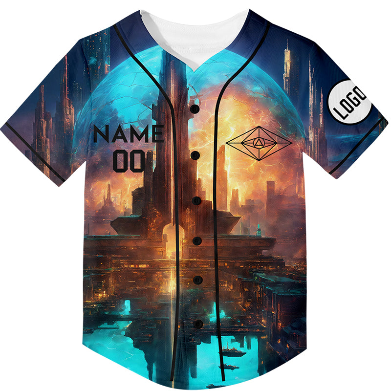 Custom Sky Blue A Better World Rave Baseball Jersey For EDM EDC Festivals