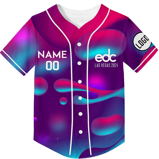 Custom Purple EDC Las Vegas 2024 Rave Baseball Jersey For EDM EDC Festivals