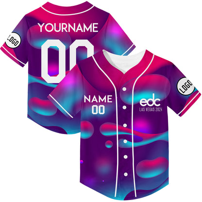 Custom Purple EDC Las Vegas 2024 Rave Baseball Jersey For EDM EDC Festivals