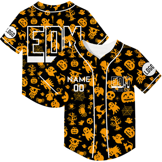 Custom Black EDM Halloween Rave Baseball Jersey For EDM EDC Festivals