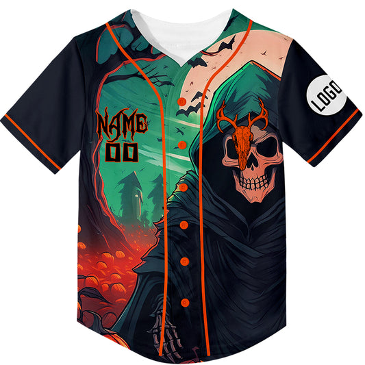 Custom Grim Reaper Bat Halloween Rave Baseball Jersey For EDM EDC Festivals