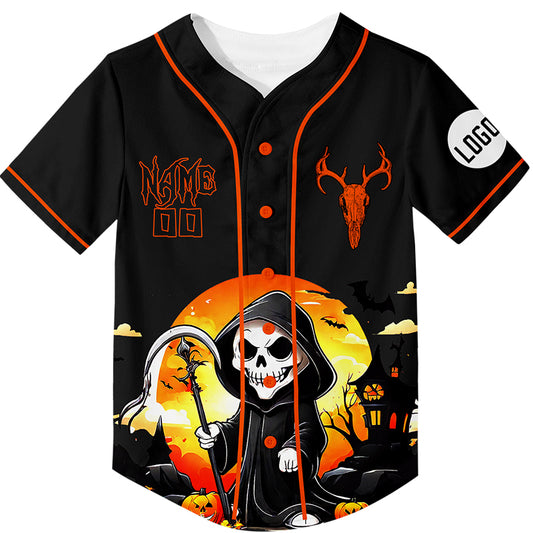 Custom Grim Reaper Halloween Rave Baseball Jersey For EDM EDC Festivals