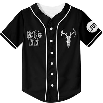 Custom Black Horror Skull Crow Halloween Rave Baseball Jersey For EDM EDC Festivals