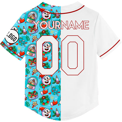 Custom Lakes Blue White EDC Christmas Snowman Gift Wreath Rave Baseball Jersey For EDM EDC Festivals