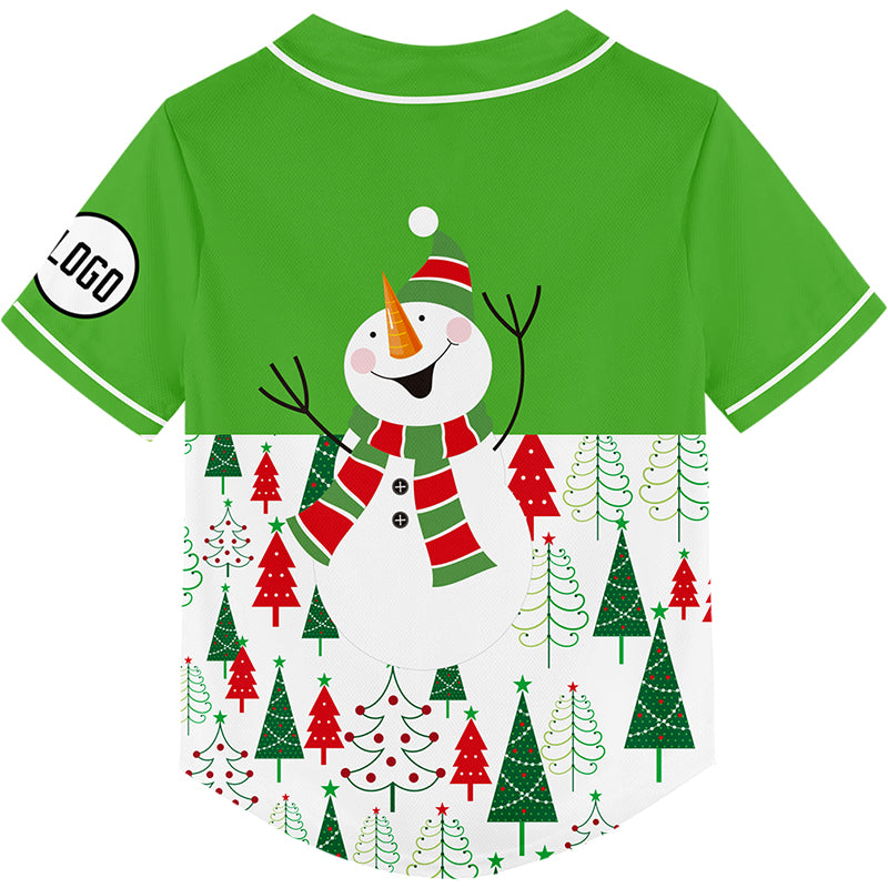 Custom Green White EDC Christmas Snowman Christmas Tree Rave Baseball Jersey For EDM EDC Festivals