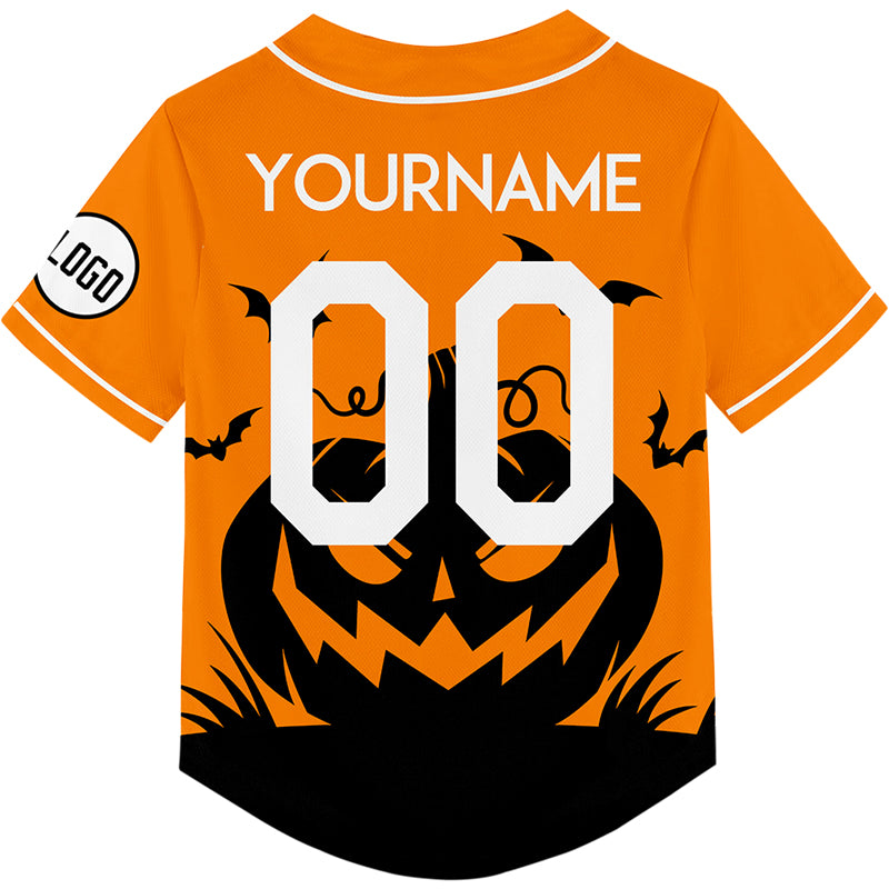 Custom Bay Orange Black EDC Halloween Pumpkin Bat Rave Baseball Jersey For EDM EDC Festivals