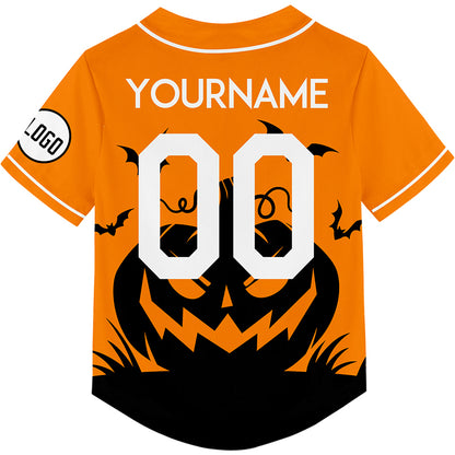 Custom Bay Orange Black EDC Halloween Pumpkin Bat Rave Baseball Jersey For EDM EDC Festivals