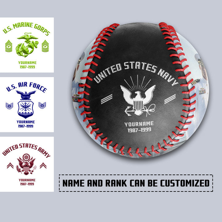 Custom White U.S Veteran Marines Corps Photo Baseballs