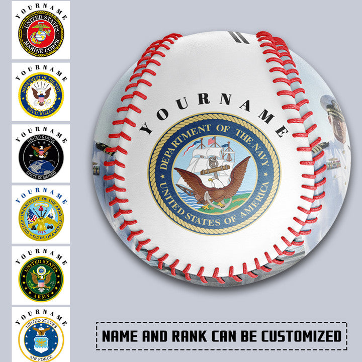 Personalized White U.S Veteran Space Force Photo Baseballs