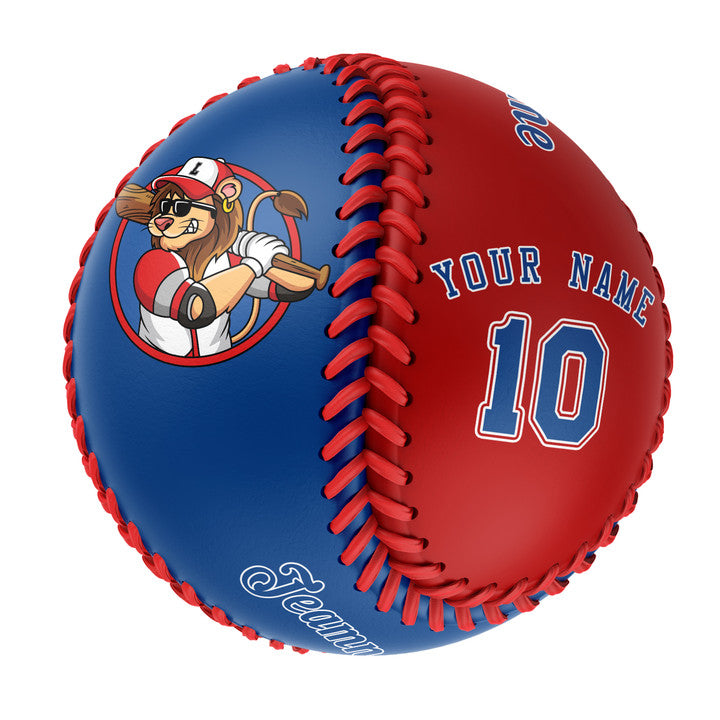 Custom Royal Red Half Leather Royal Authentic Baseballs